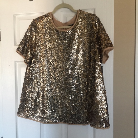 macy's gold sequin top